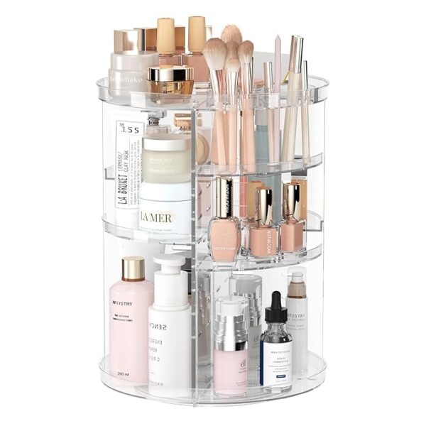 Adjustable Layers Spinning Skincare Organizer, Cosmetic