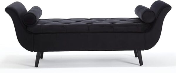 Black Storage Bench for Bedroom End of Bed Bench King Size, 65 inch Long Modern Velvet Tufted