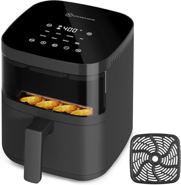 Air Fryer 4QT with Upper View Window, 8 Presets Digital Panel,Saving-Space,Shake