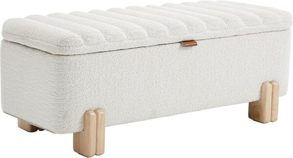 chairus Storage Bench Faux Fur Entryway Bench 45” Upholstered Bench with Seating for Living Room,