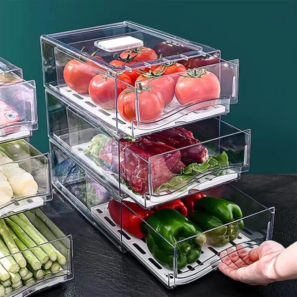 Diskary Fridge Organizer, Stackable Refrigerator Organizer Bins, Reusable Food Storage Containers,